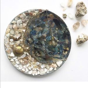 Man in Moon Plate Boho Resin Wall Art Jewelry Dish